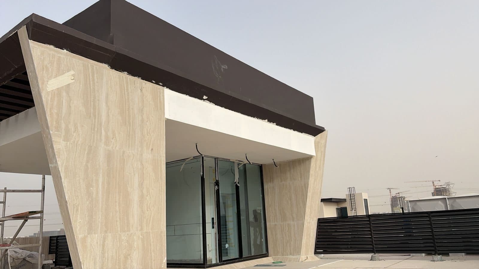 The canopy's cantilevered corner