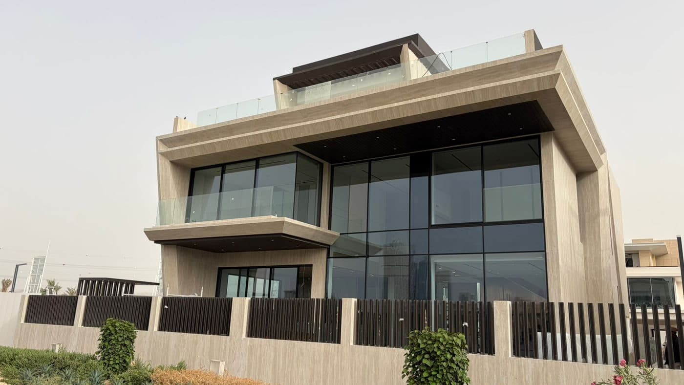 The facade part-way through cladding